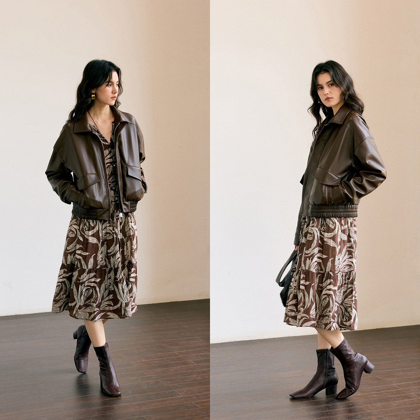 HeyDress棕色皮衣外套女士秋季复古宽松休闲夹克蛋白pu皮气质上衣,淘宝优惠券,粉丝福利购,淘宝优惠卷