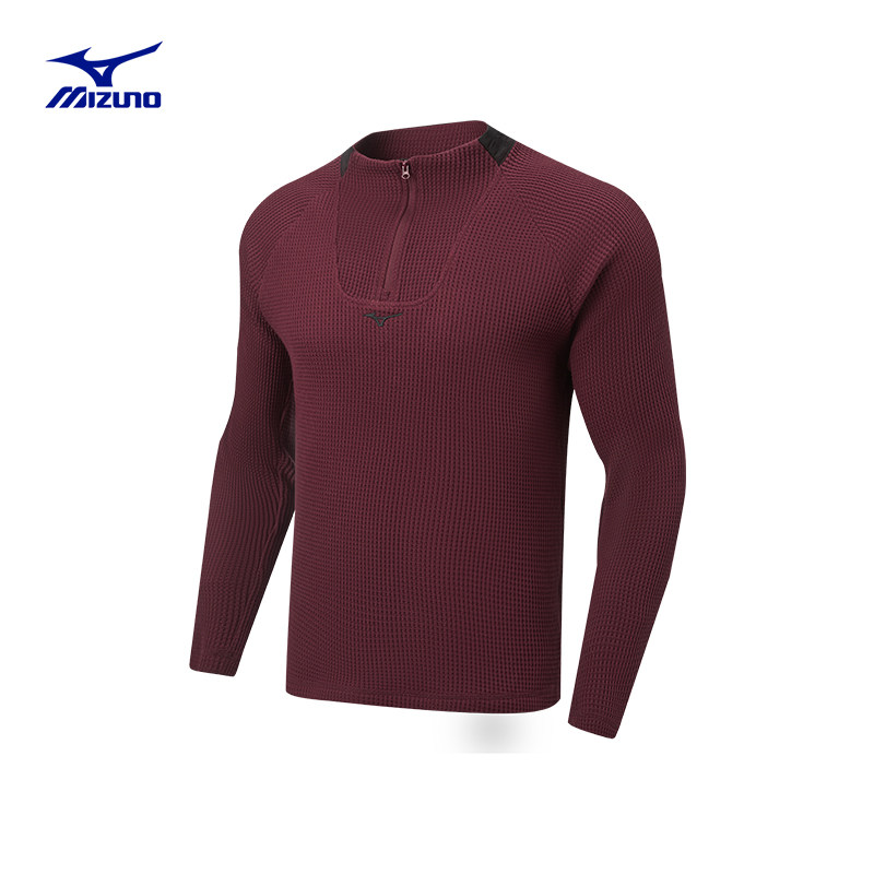 Mizuno美津浓半拉链套头衫华夫格男士户外运动休闲卫衣K2CA56Y1