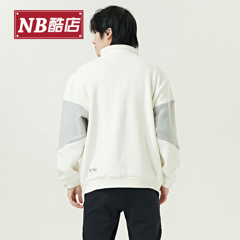 New Balance NB正品2023男款女款卫衣春秋款休闲宽松立领拉链外套-图1