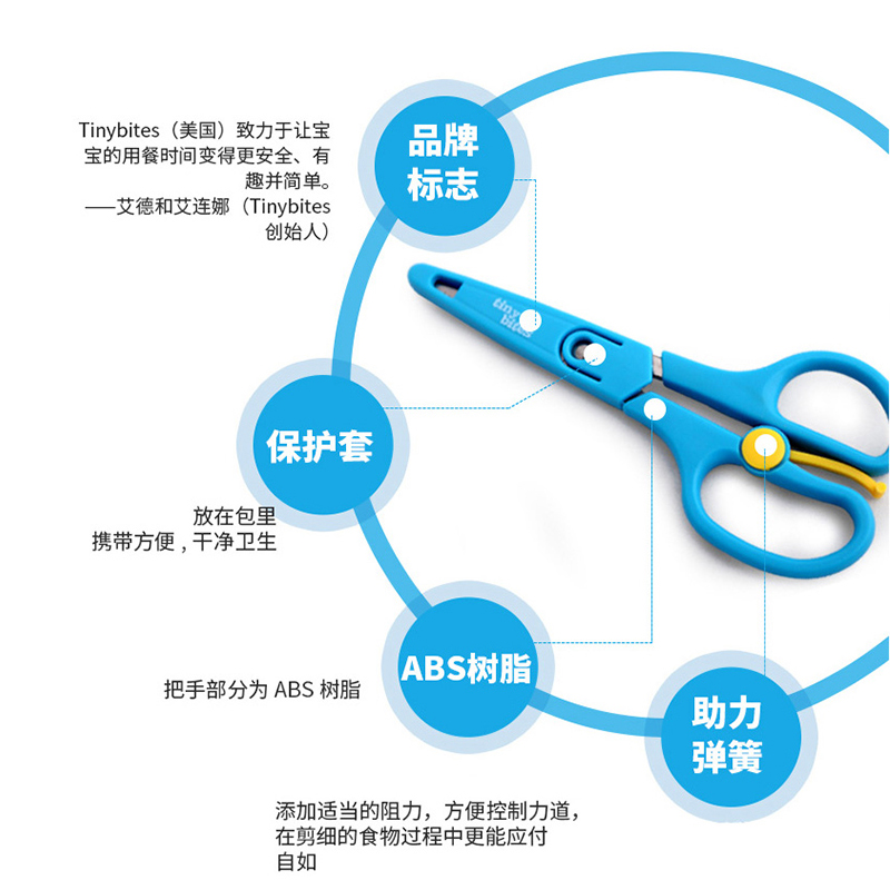 美国Tiny Bites儿童辅食剪宝宝婴儿食物剪餐具研磨剪刀剪菜剪肉 - 图1