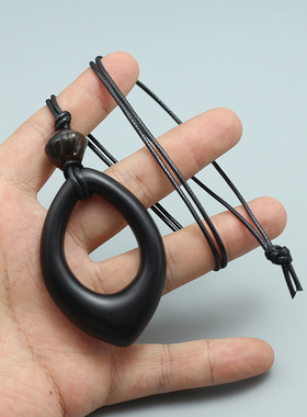 树脂木质长款不规则圆环吊坠项链女民族风毛衣挂链挂脖高级感配饰