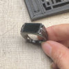 Jade source straight hair ink jade ring 19mm No. 20 live ring men's jade finger Ma'an ring