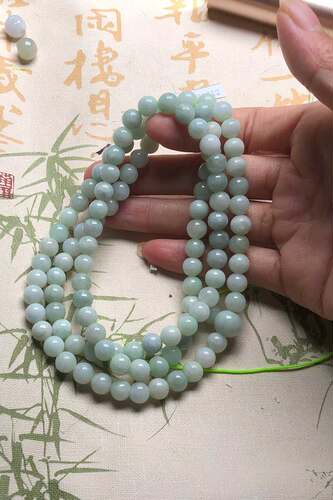 源头直发翡翠A货原矿7MM8MM9mm108颗多圈佛珠手链吊坠链毛衣链-图2