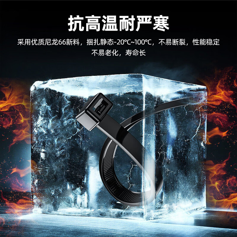 山泽 HZD-12自锁式尼龙扎带小号2.5*100mm 电脑主机装机 园艺 线缆桌面理线束线捆扎绑带 黑色 100根/包 - 图2