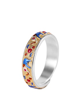 情侣款999足银时尚国风戒指