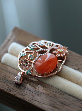 S925纯银天然南红玛瑙项坠吊坠