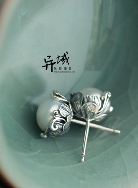 s925手工镶嵌珍珠复古风立体泰银