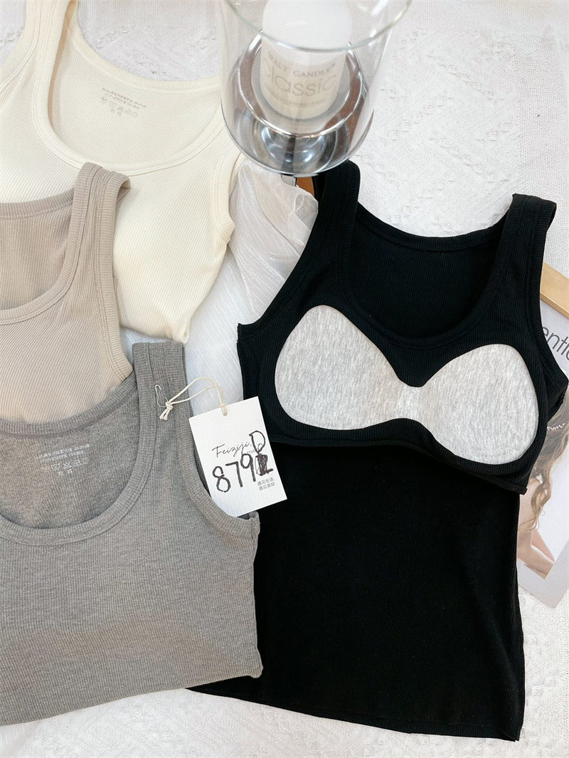 妃子纪8790早秋新款螺纹发热背心固定一体外穿显瘦遮副乳弹力上衣,淘宝优惠券,粉丝福利购,淘宝优惠卷