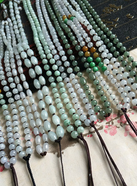 天然缅甸翡翠a货玉珠玉石项链