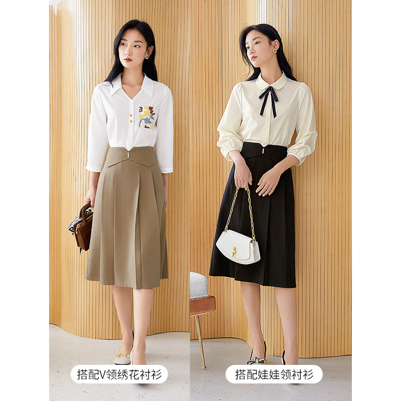 黑色衣香丽影2022年秋季新款半身裙 衣香丽影半身裙