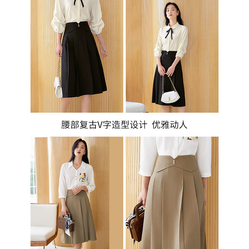 黑色衣香丽影2022年秋季新款半身裙 衣香丽影半身裙