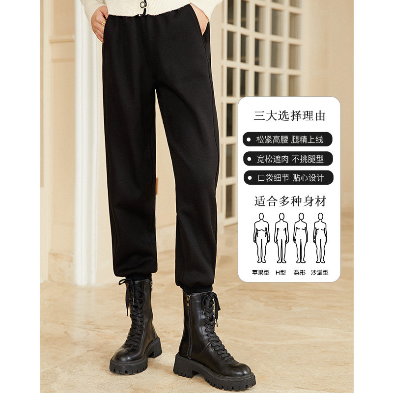 衣香丽影2022年新款加绒加厚卫裤 衣香丽影休闲裤