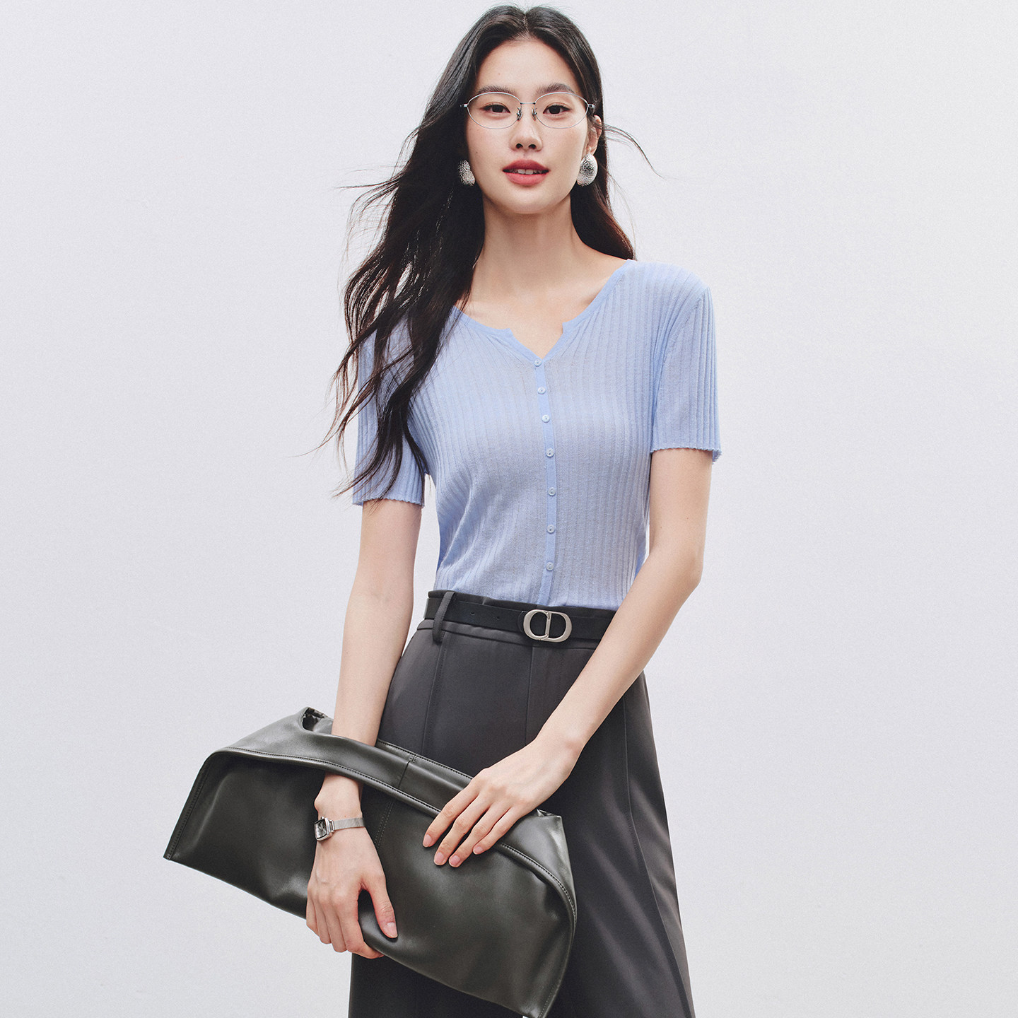 【所有女生的衣橱直播间】衣香丽影多色坑条含亚麻短袖针织衫