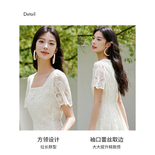 Vestido bordado de encaje de industria pesada Yixiang Liying para mujer