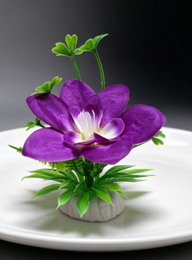 仿真小花菜品摆盘装饰冷菜热菜酒店宴席冷盘点缀 绢花假花小摆件