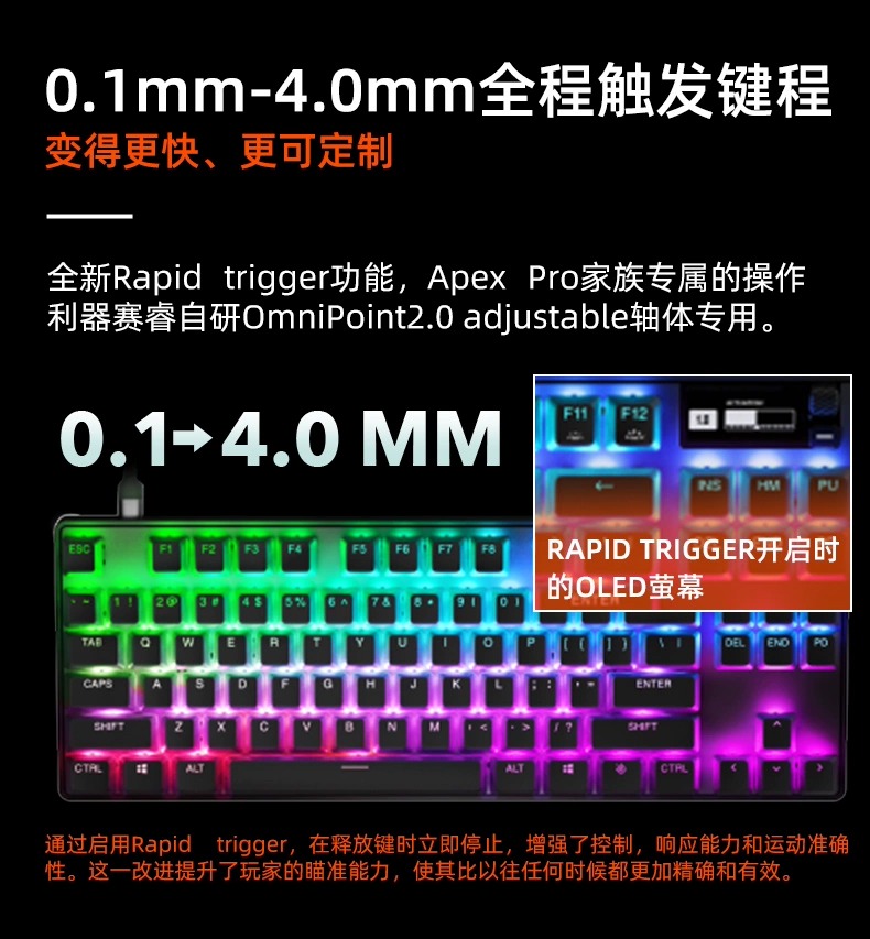 Steelseries赛睿APEX PRO TKL 2023 RT MINI三模无线游戏磁轴键盘-图1