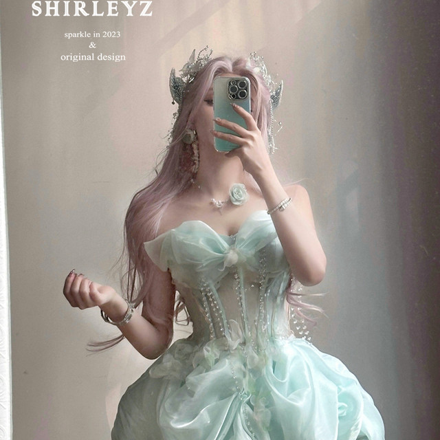 Snowy original French green tube top dress