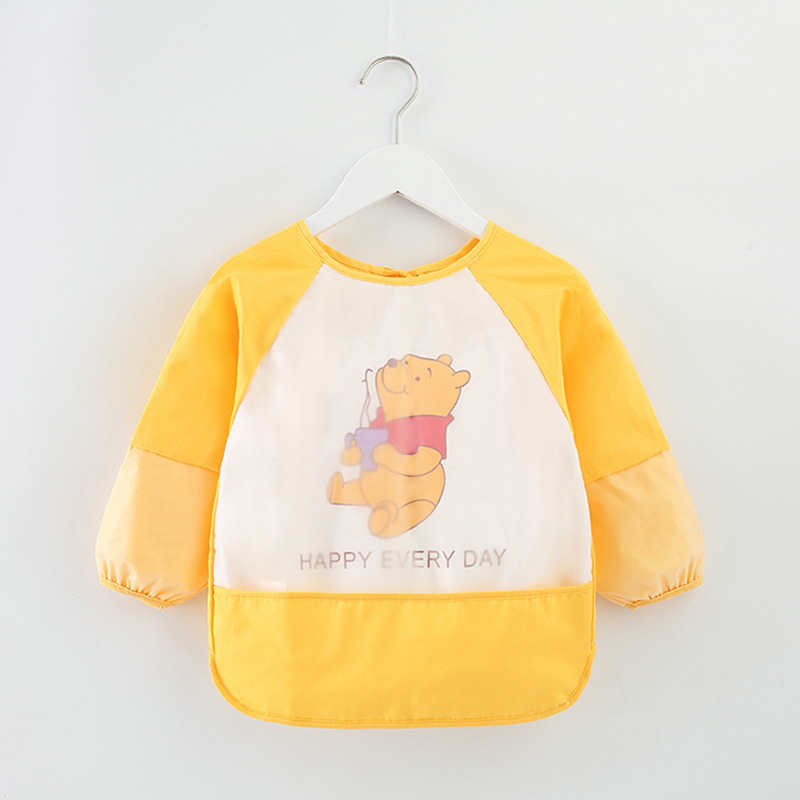 Baby eating smock waterproof and anti-dirty children's apron painting clothes long-sleeved girl's bib rice pocket boy's reverse dressing