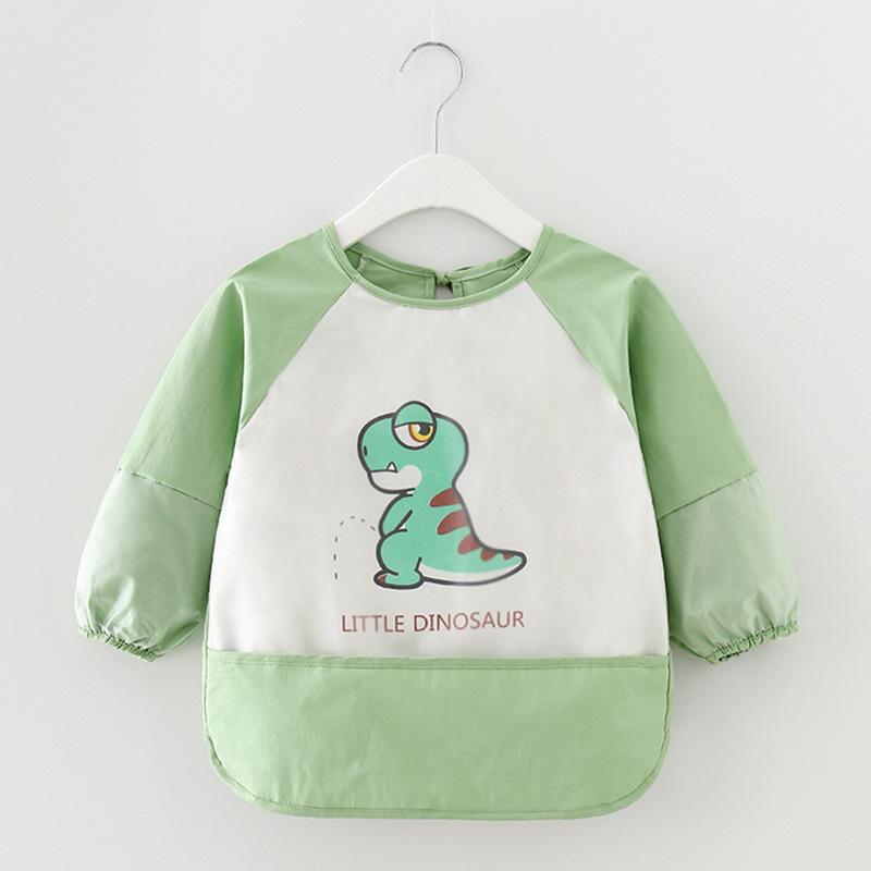Baby eating smock waterproof and anti-dirty children's apron painting clothes long-sleeved girl's bib rice pocket boy's reverse dressing