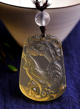 2025年天然黄水晶生肖龙吊坠