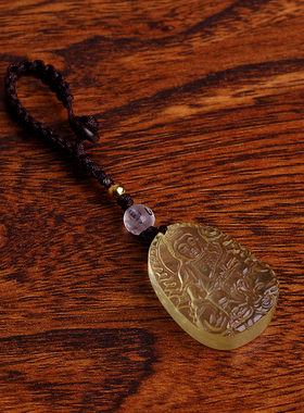 天然黄水晶项链不动明王菩萨属鸡