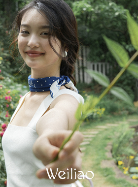 Weiliao波点丝巾简约百搭复古女