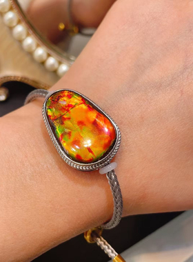 天然加拿大斑彩石手链吊坠两用款