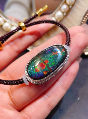 天然加拿大斑彩石手链吊坠两用款