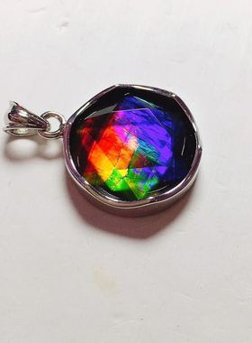 天然水晶项链大卫星吊坠斑彩石