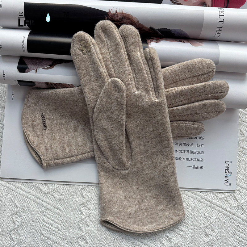 兰诗雨秋冬保暖毛呢手套开车骑行防风分指手套可触屏柔软防寒手套,淘宝优惠券,粉丝福利购,淘宝优惠卷