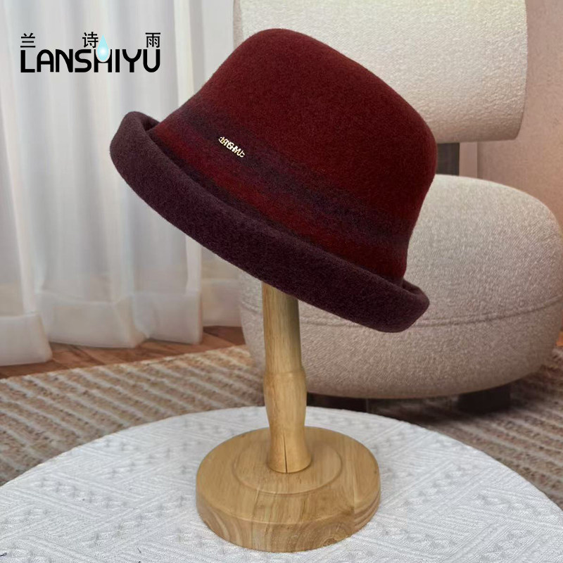兰诗雨羊毛礼帽秋冬保暖羊毛混纺盆帽休闲百搭毛呢帽,淘宝优惠券,粉丝福利购,淘宝优惠卷