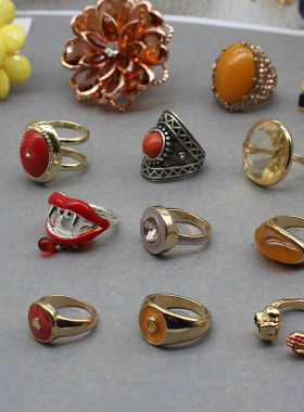 欧美红色紫色黄色系戒指花