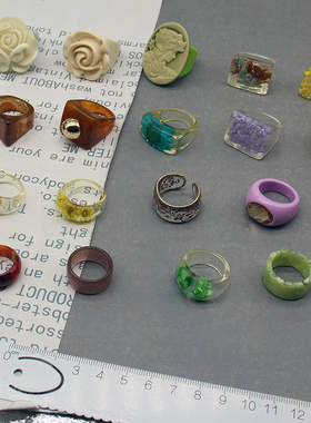 欧美亚克力材质戒指干花