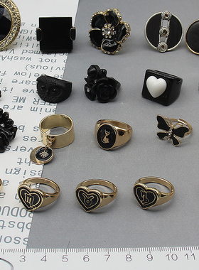 女合金欧美黑色系戒指指环