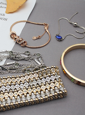 单超美大牌玫瑰金镀撞色进口手链