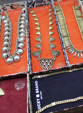 出口欧美原单L家复古旧旧系列打标铜材质金属风盒装夸张大短项链