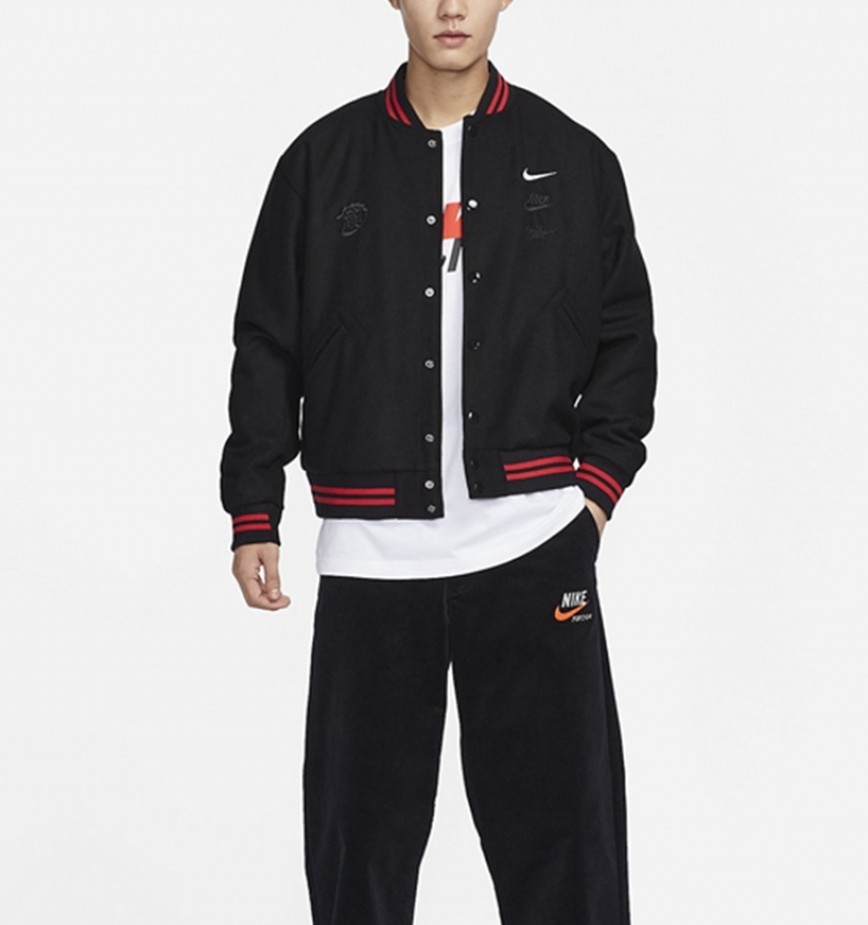 Nike/耐克男子立领刺绣保暖运动休闲棒球服外套夹克 FZ6372-010 - 图3