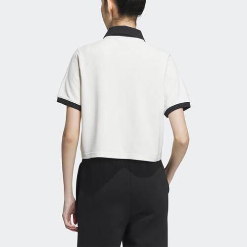 Adidas三叶草女装 运动休闲百搭短袖T恤POLO衫 IP1777 JM8000 - 图0