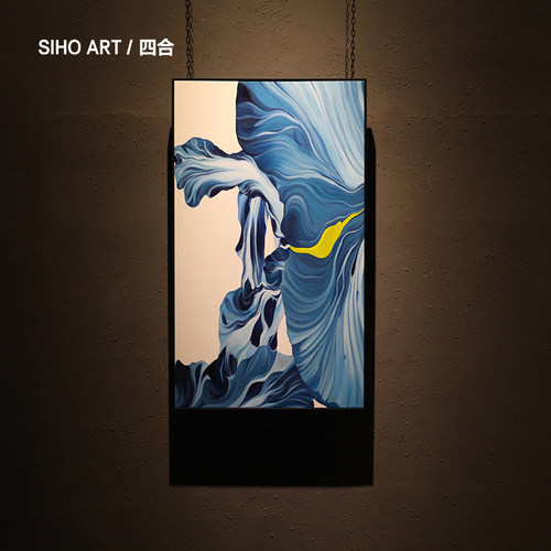 手绘油画桔梗如蓝 港式简约简约玄关客厅过道挂画定制四合艺术 - 图0