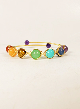 七彩几何手链从红黄紫水晶气质