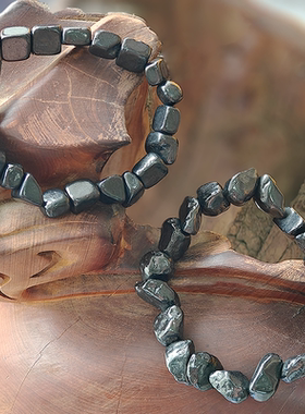 俄罗斯次石墨随型碎石手链百搭