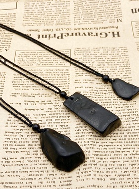 俄罗斯次石墨原石随形吊坠复古原始民族风随型挂坠 矿石标本挂件