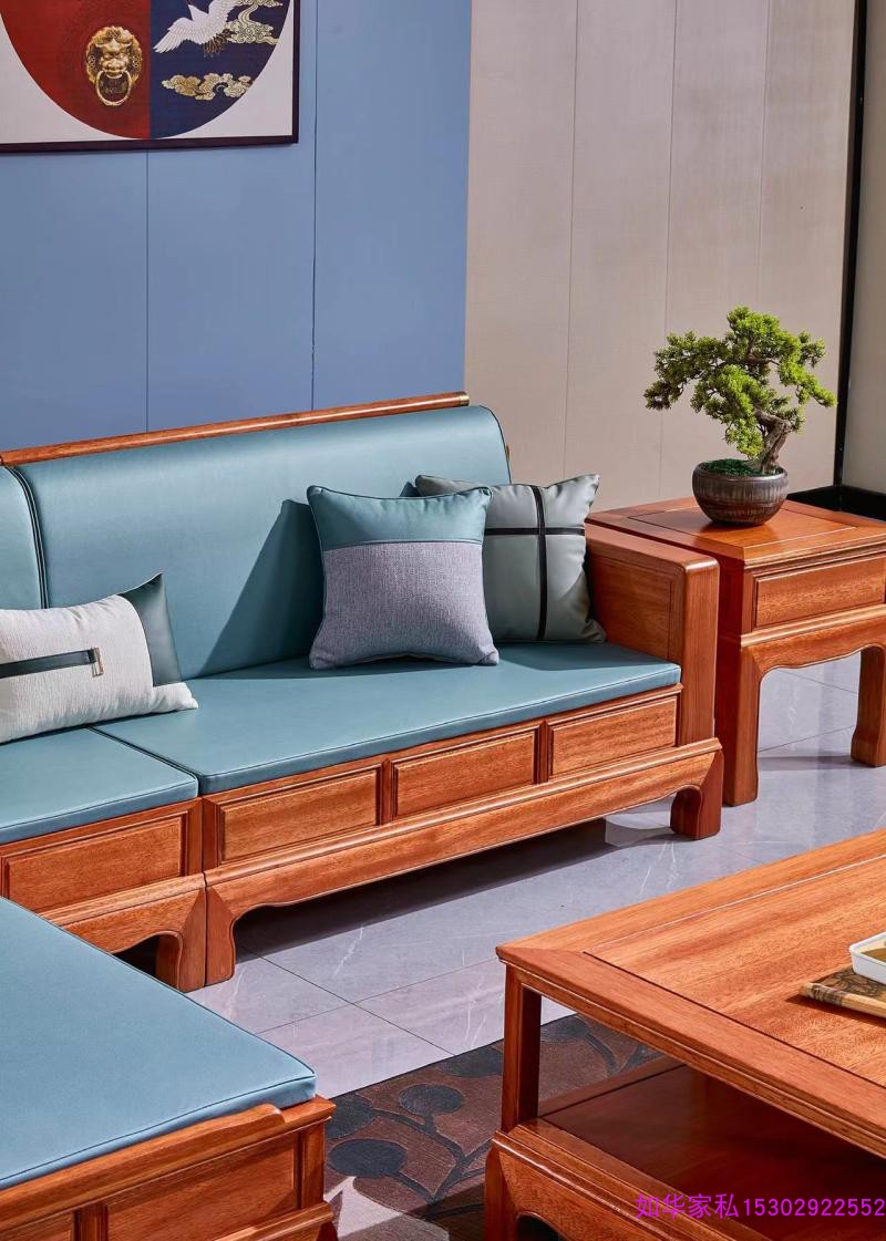 红木沙发菠萝格花梨五件套金玉满堂实木进口新中式贵妃+单位家具