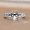 Seiko S925 silver ring with empty support and gemstone inlaid custom ring plated with 18k white gold fixed buckle 8*10mm