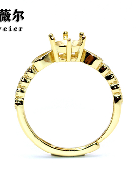 精工925银镀黄金圆形戒托