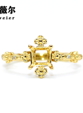 纯银戒指方形枕形定制加工925