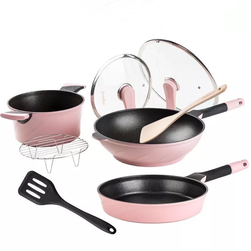 didinika迪迪尼卡粉色炒菜锅麦饭石不粘锅炒锅家用无烟平底锅,淘宝优惠券,粉丝福利购,淘宝优惠卷