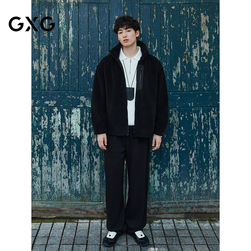 GXG男装 多色仿羊羔毛户外口袋设计保暖夹克外套 冬季热销