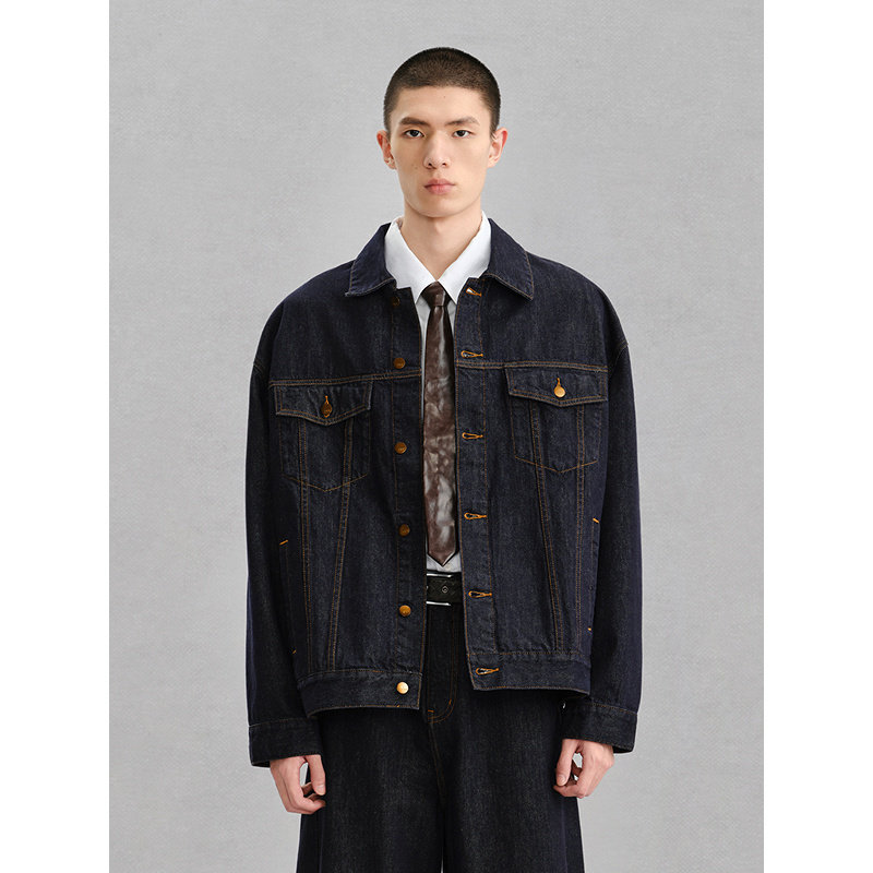 GXG男装  不易褪色经典时尚牛仔夹克男外套  2025秋冬季热销