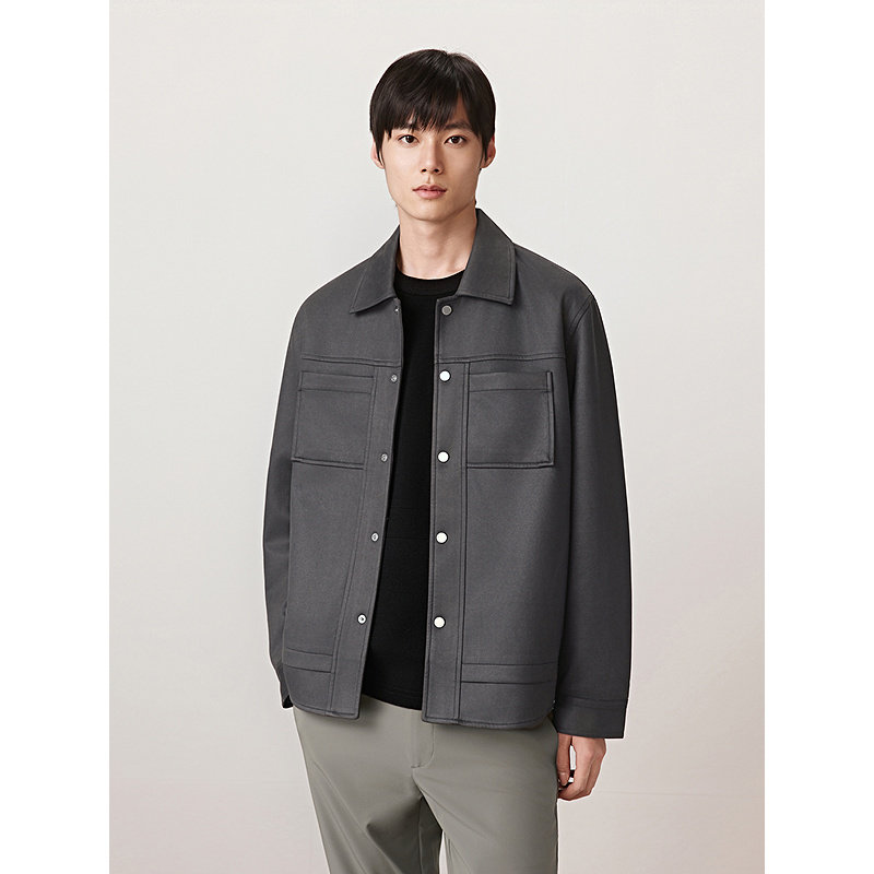 GXG男装 简约翻领仿麂皮夹克外套男 秋热销G24X213050